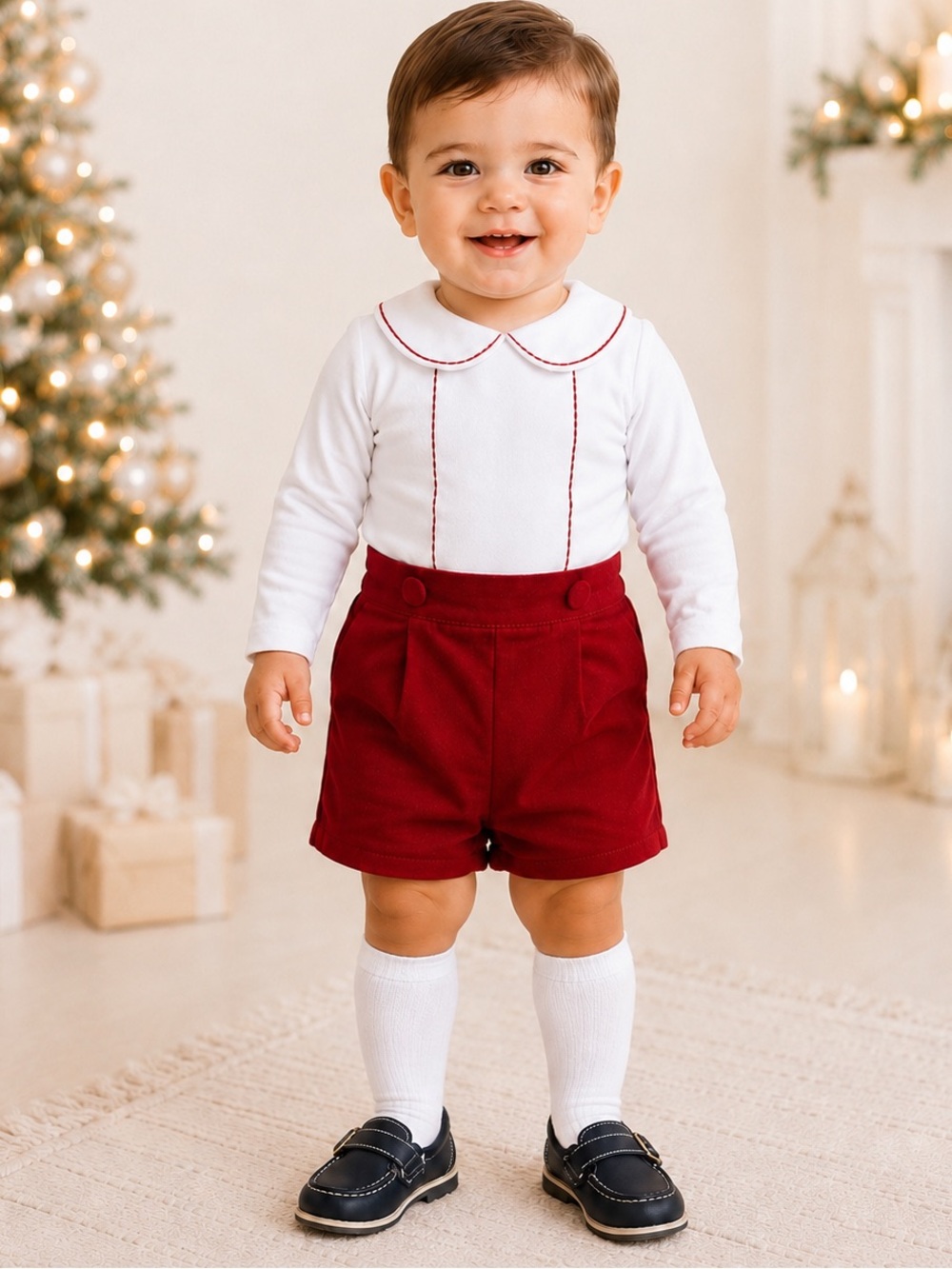NWT Edgehill Collection x The Broke Brooke Baby Boys Berrett Velvet Set Sz 24